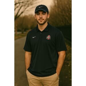 Nike Ohio State Men's XL Shirt Black Polo Golf UV Dri-Fit Moisture Wicking top